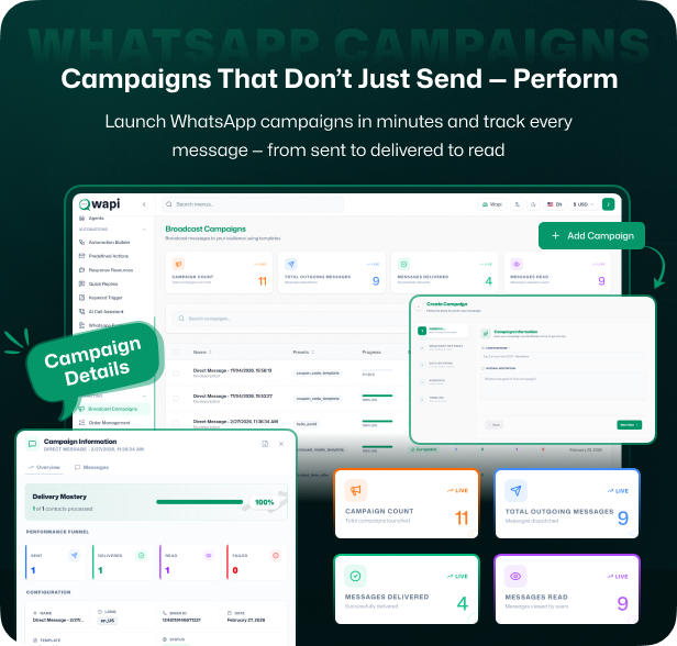 Wapi WhatsApp CRM SaaS with chatbot flow builder and API automation