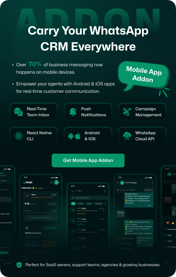 Wapi WhatsApp CRM SaaS with chatbot flow builder and API automation