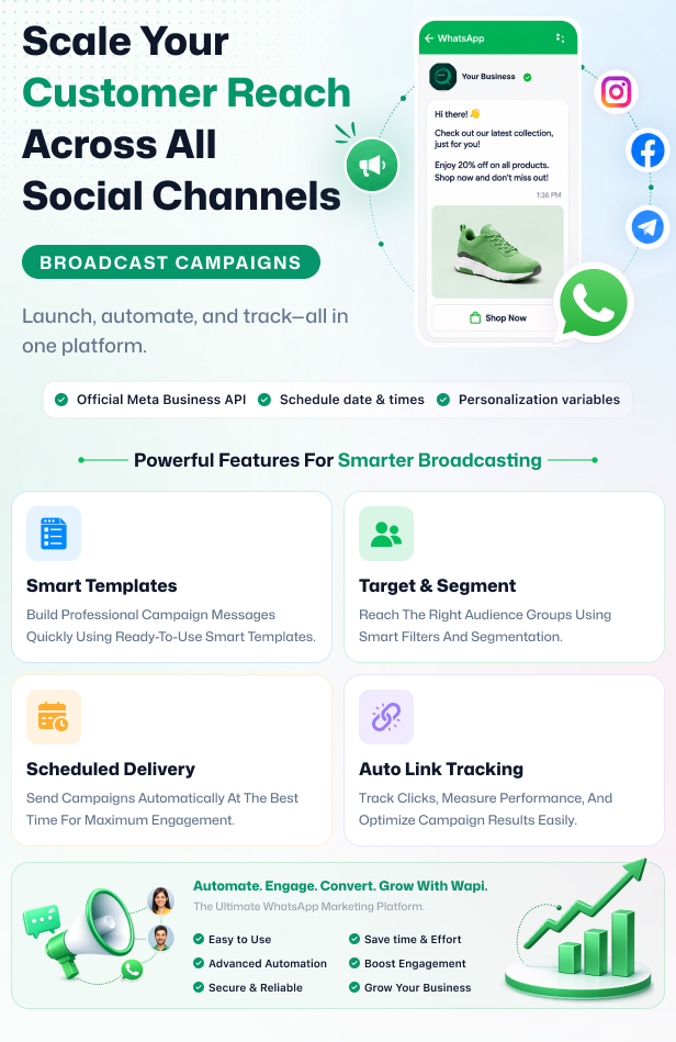 Wapi WhatsApp CRM SaaS with chatbot flow builder and API automation