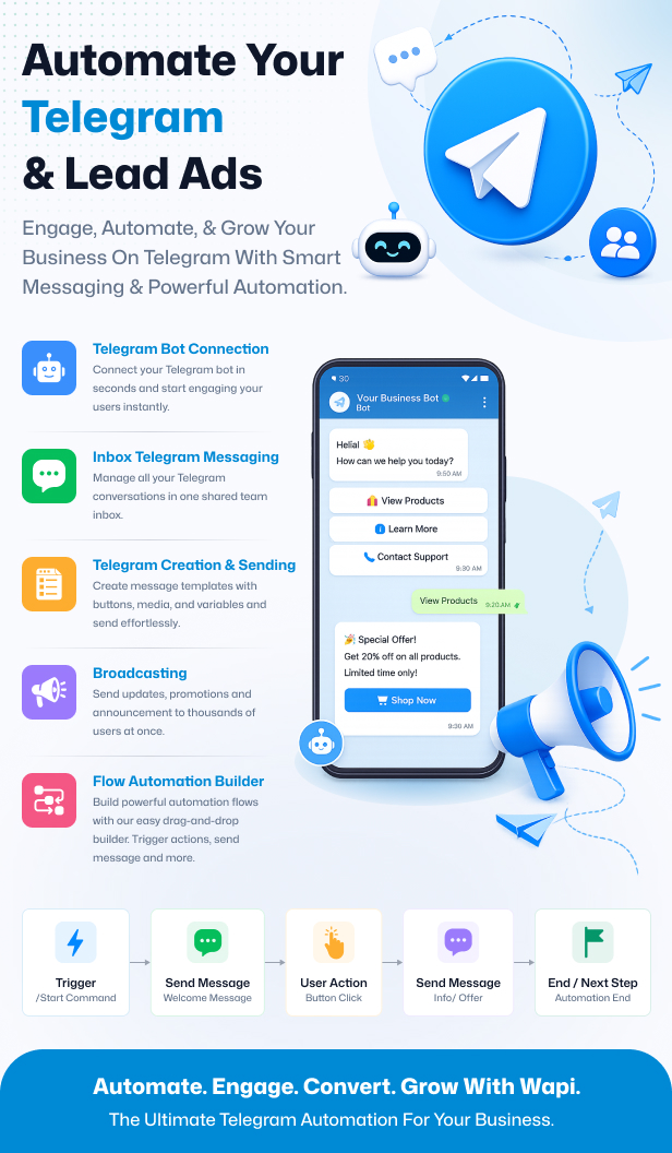 Wapi WhatsApp CRM SaaS with chatbot flow builder and API automation