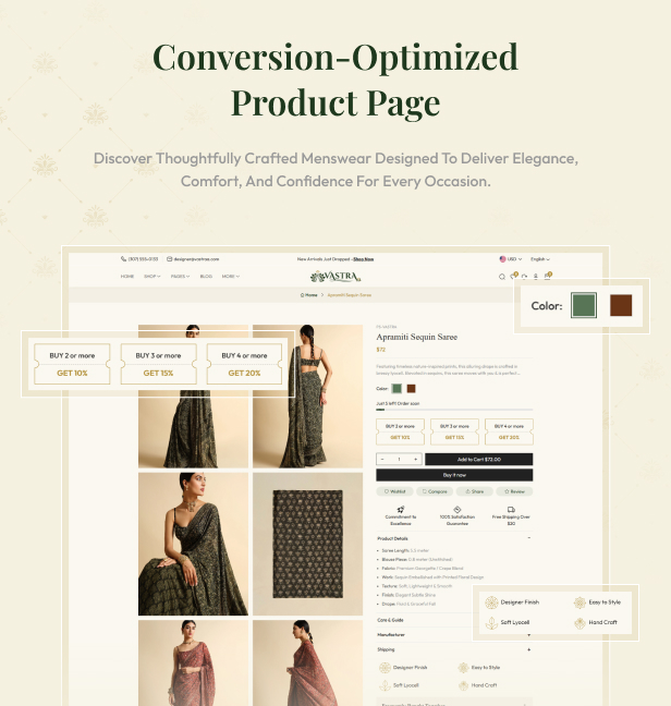 Vastra Shopify Theme &ndash; Premium Saree, Ethnic Wear & Traditional Fashion Shopify Theme for Modern Brands