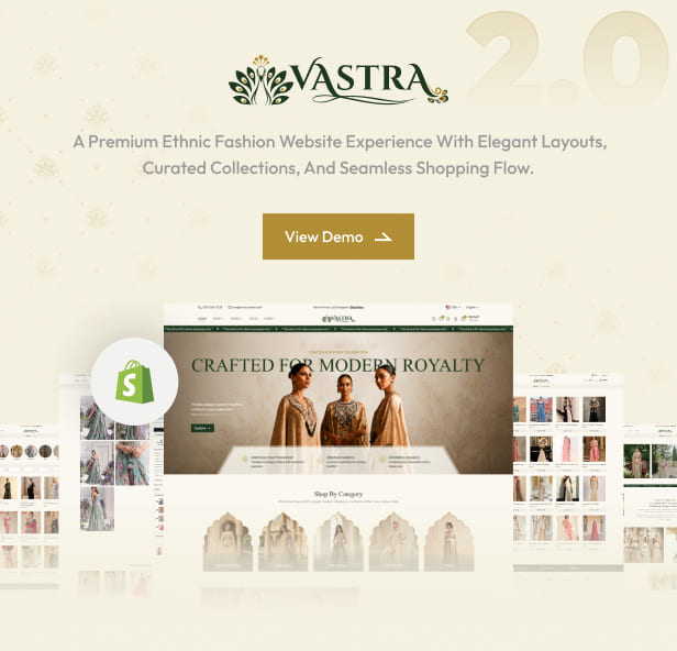 Vastra Shopify Theme &ndash; Premium Saree, Ethnic Wear & Traditional Fashion Shopify Theme for Modern Brands