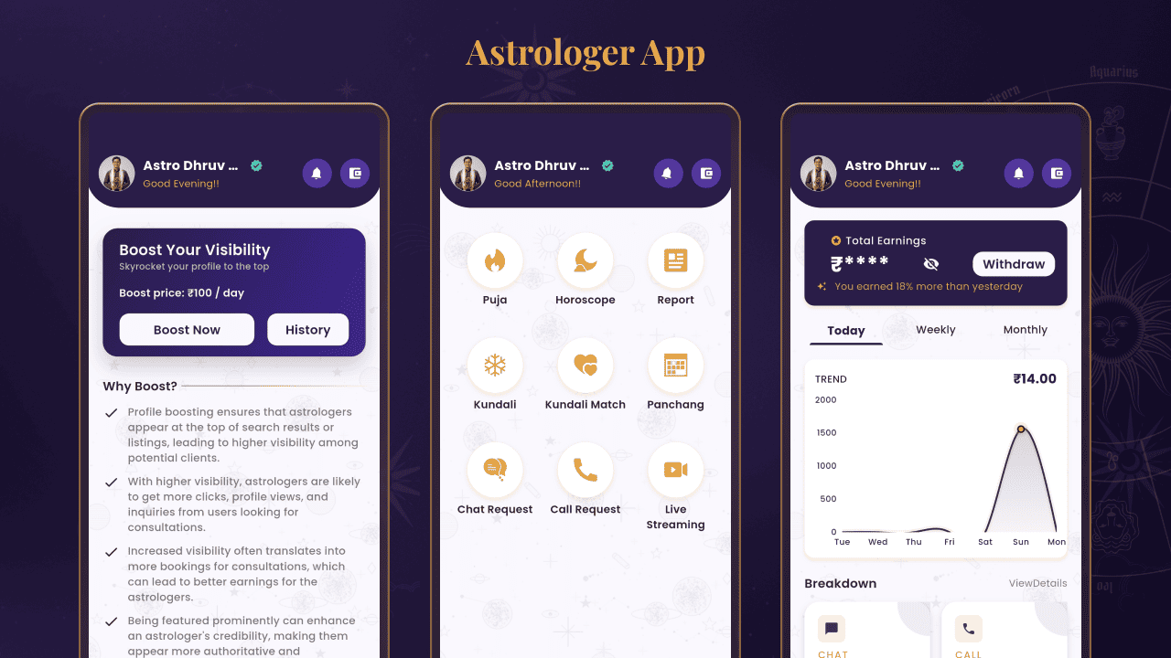AstroGuru &ndash; Astrology Consultation App, Live Astrologer Chat, Voice Call, Video Call, Horoscope, Kundli Matching, Tarot Reading, Numerology, Astrology Marketplace SaaS