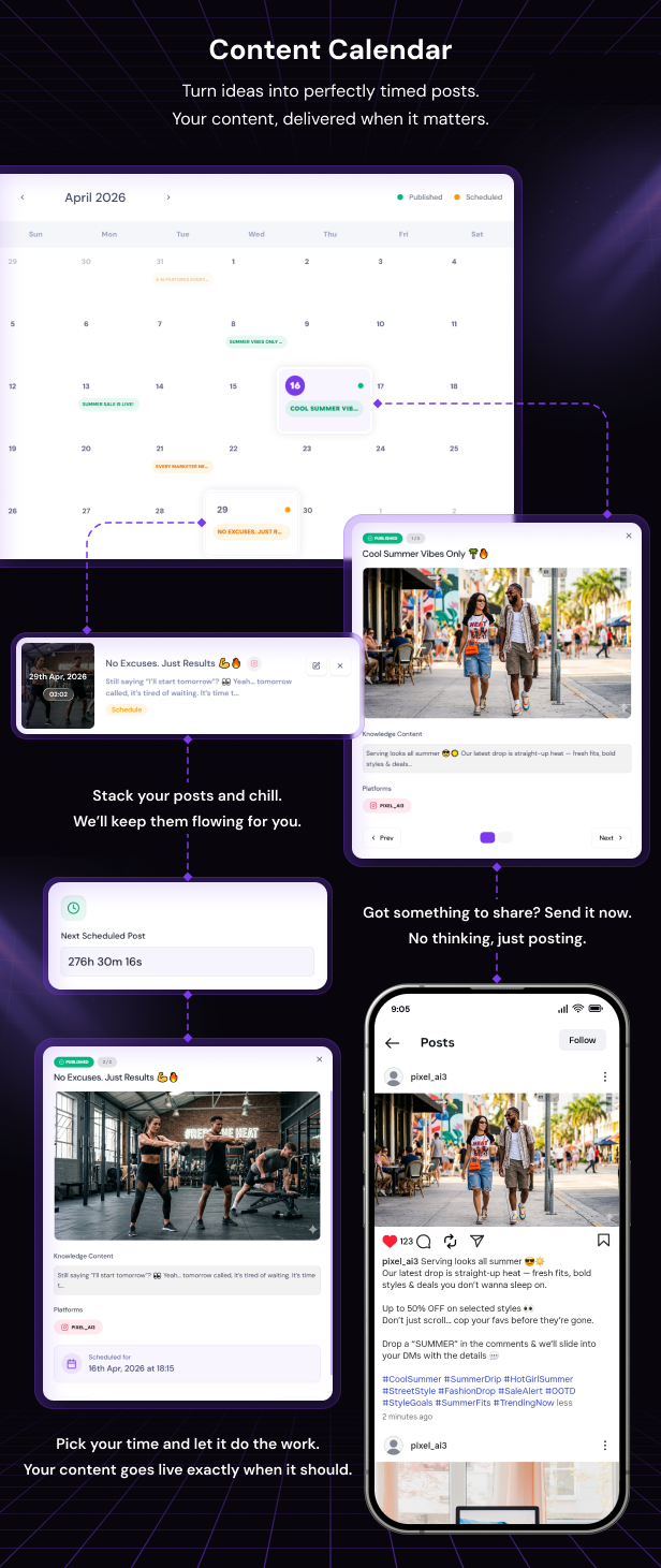 PixelAI - Node.js AI SaaS for Content Generation and Social Media Automation