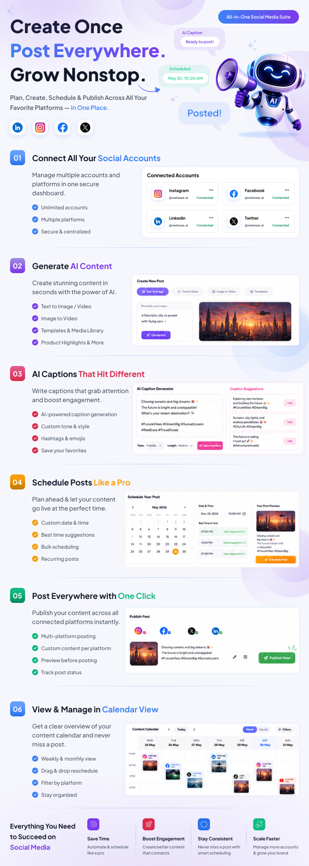 Reelease AI image and video generator with social media automation platform