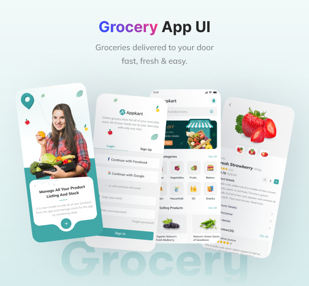 Flutter UI Kit Appkart - Biggest Flutter App Template Kit