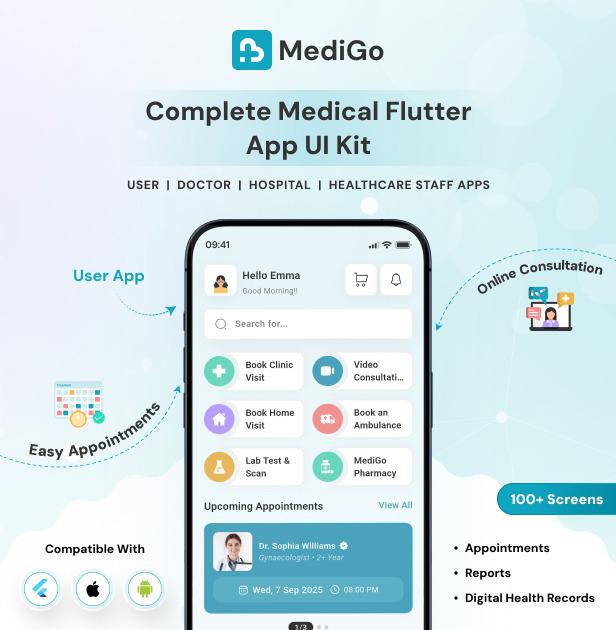Medigo hospital and clinic management system with patient, doctor and appointment management