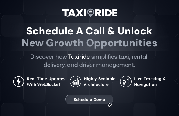 Taxi Ride – Taxi Booking App | Uber & Grab Clone with Flutter Driver, Rider & Laravel Admin Panel