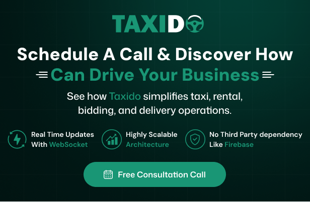 Taxido - InDrive | Grab | Uber Clone | Taxi Booking with Cab | Rental | Bidding | Parcel