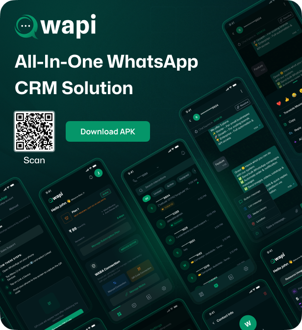 Wapi WhatsApp CRM Mobile App | React Native CLI Android iOS | Team Inbox, Campaign, Automation